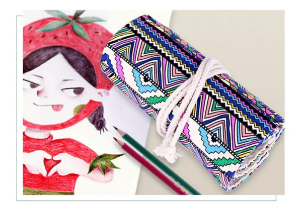 S45cbf8c26d8f40fca00c7be417eb44b4m Astuccio rotolo colorato porta matite penne cosmetici 12/24/36/48/72 posti
