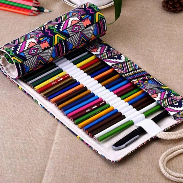 S771585fb744344e489d1981845b55189y Astuccio rotolo colorato porta matite penne cosmetici 12/24/36/48/72 posti